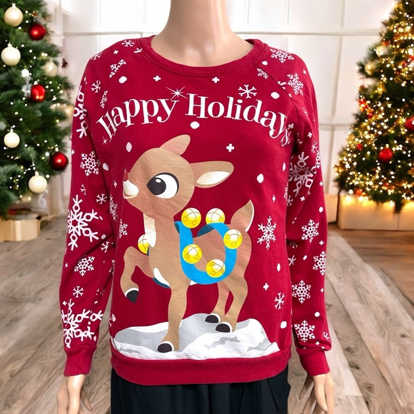 Rudolph Women’s Rudolph the Red-Nosed Reindeer Happy Holiday Sweatshirt - Picture 7 of 16
